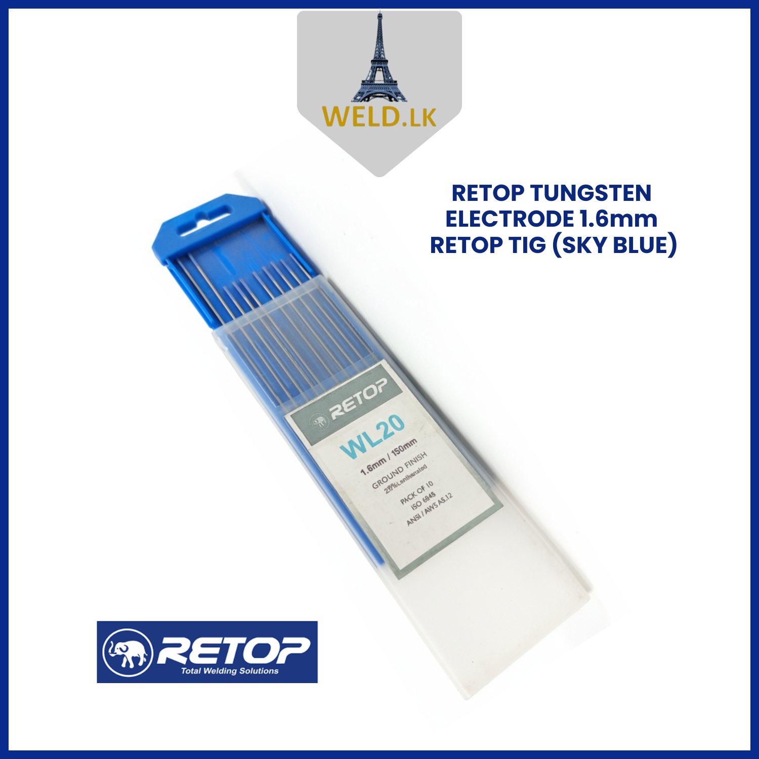 RETOP TUNGSTEN ELECTRODE 1.6mm TIG (SKY BLUE)