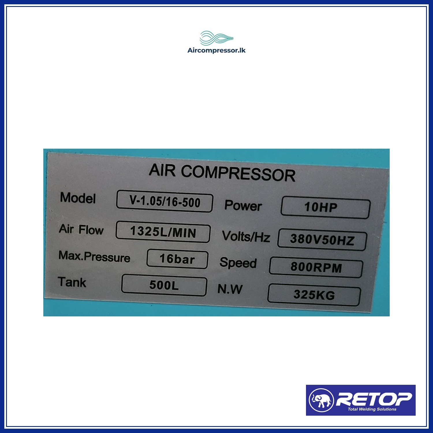 RETOP Air Compressor 500L Belt 10Hp 2 head image 4