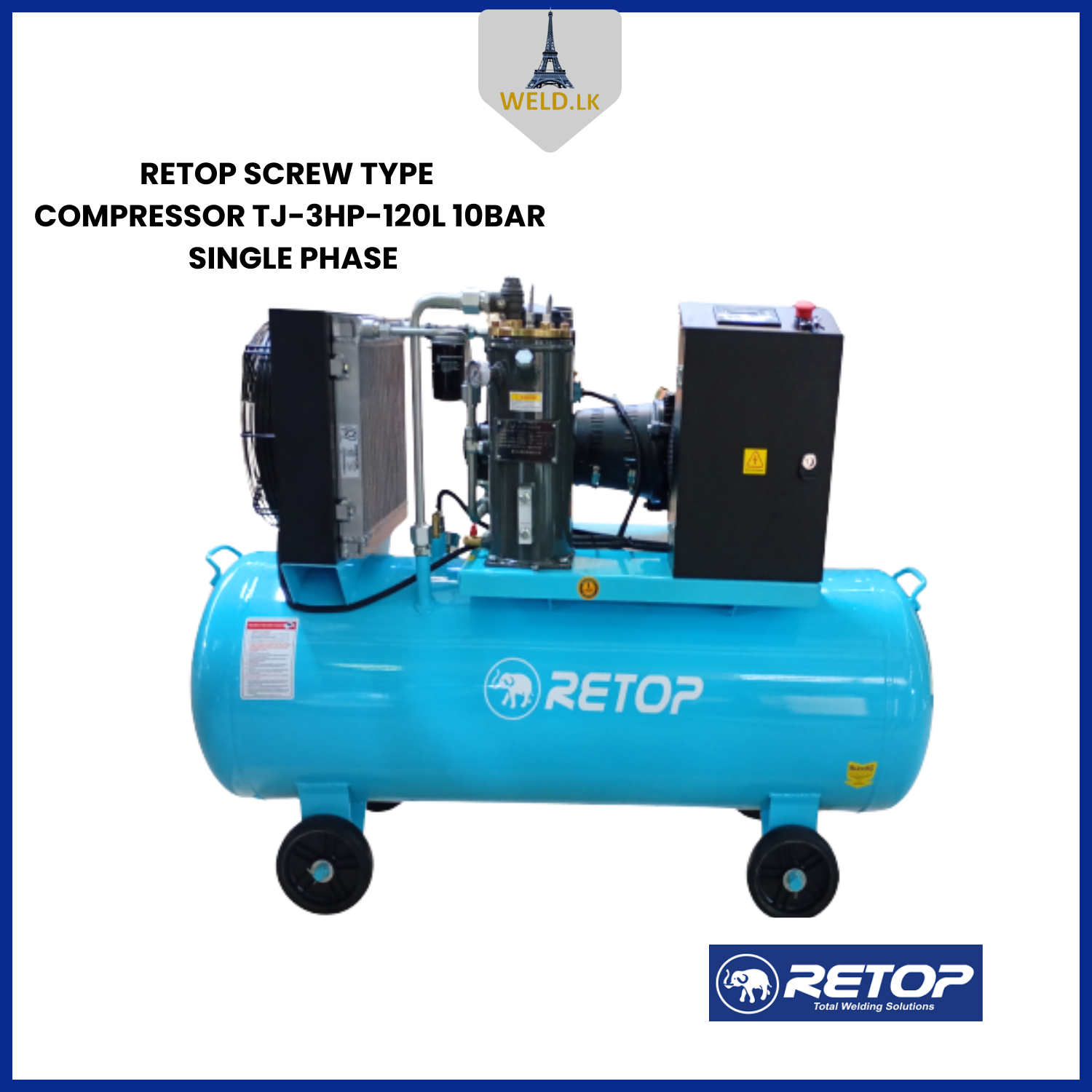 RETOP SCREW TYPE COMRESSOR TJ-3HP-120L 10BAR SINGLE PHASE